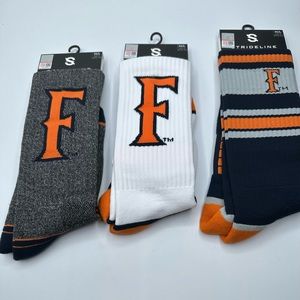 3 PAIRS Calstate Fullerton Strideline Premium Crew Socks Full Knit MEDIUM/LRGE